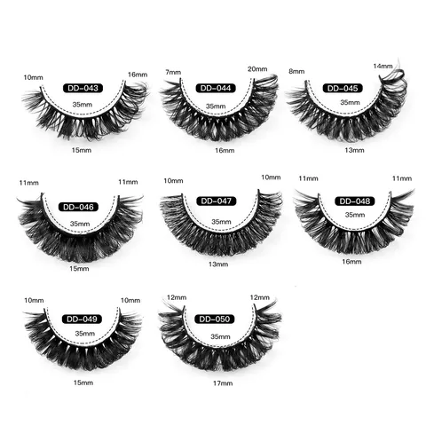 Ciglia Finte 3D Russian DD Curl in Fibra Sintetica Folte Voluminose Effetto Occhio di Gatto Doll Eye Wispy Riutilizzabili per Trucco Donna