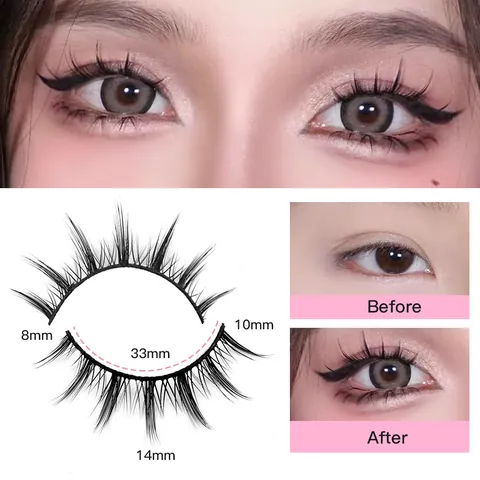 Natural Long Manga Eyelashes 3D Synthetic Fiber Wispy False Eyelashes For Big Eye Makeup Extension Barbie Fairy Lashes