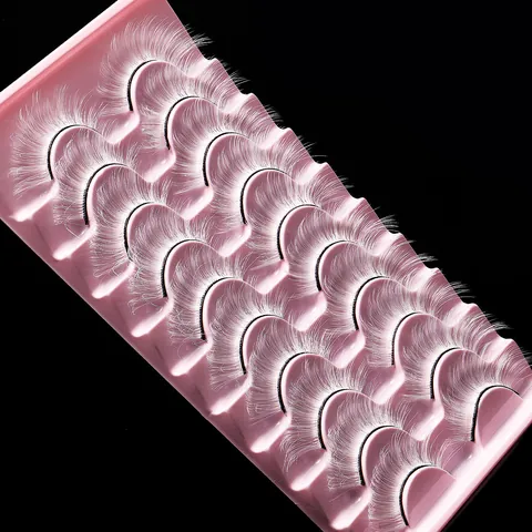 3D Faux Mink Λευκές Ψεύτικες Βλεφαρίδες Χειροποίητες Πυκνές Μακριές Wispy για Μακιγιάζ Σκηνής Cosplay Γυναικεία Αξεσουάρ Πάρτι