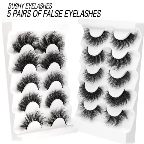 Faux Mink False Eyelashes Voluminous 3D Wispy Messy Style Hand-made Eye Makeup Extension Natural Curled Thick Lash Women