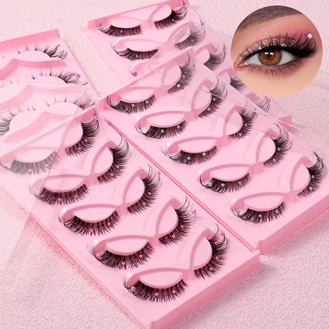 Handmade Artificial Pearl Decorative False Eyelashes Transparent Stem 8D Faux Mink Lashes For Stage Wedding Party Makeup Women Beauty