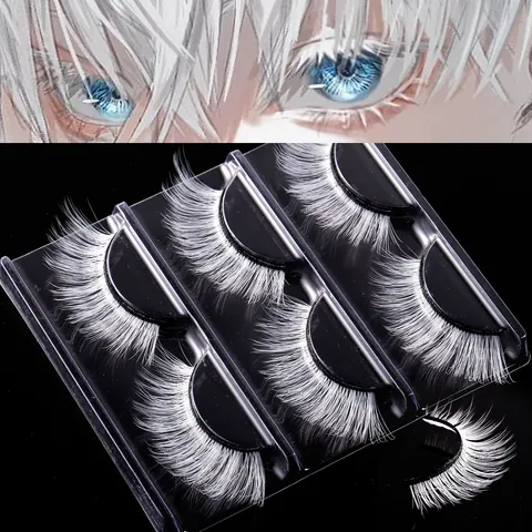 Weiße Falsche Wimpern Bühnen-Make-up Dick Lang Handgefertigt Wiederverwendbar Synthetikfaser Wimpern Für Cosplay Party Damen