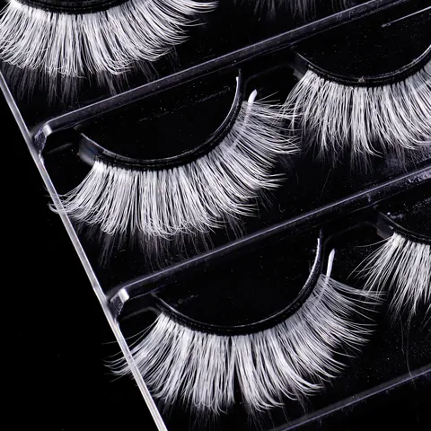 Weiße Falsche Wimpern Bühnen-Make-up Dick Lang Handgefertigt Wiederverwendbar Synthetikfaser Wimpern Für Cosplay Party Damen