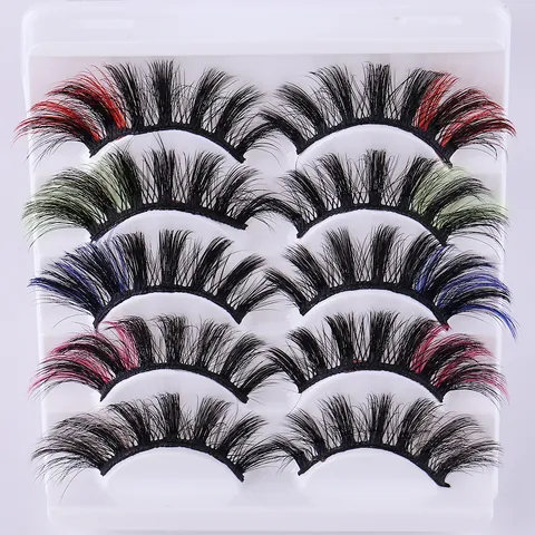 Handmade Faux Mink False Eyelashes 3D Layered Volume Colorful Thick Curled Lashes For Stage Party Makeup Women Beauty