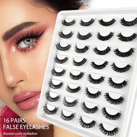 Set Ciglia Finte Volume Russo in Fibra Sintetica Naturali Dense Ricce Ricciolo Russo Strumenti di Bellezza per il Trucco Occhi Accessori