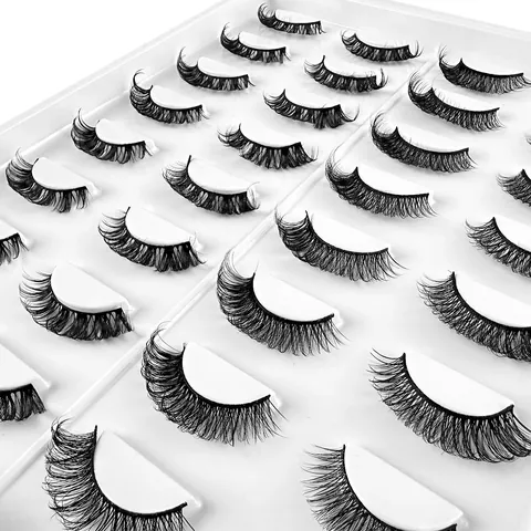 Set Ciglia Finte Volume Russo in Fibra Sintetica Naturali Dense Ricce Ricciolo Russo Strumenti di Bellezza per il Trucco Occhi Accessori