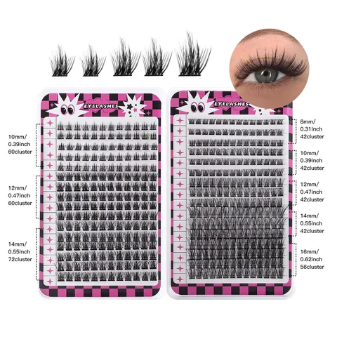 Set Ciglia a Grappolo Individuali DIY Naturali Folte Kit Ciglia Segmentate Con Colla Sigillante e Solvente Strumenti Trucco