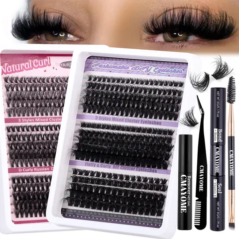 DIY Segmentierte Cluster Wimpernverlängerung D-Locke Russischer Stil Volumen Wimpern Mit Kleber Entferner Pinzette Für Damen Makeup
