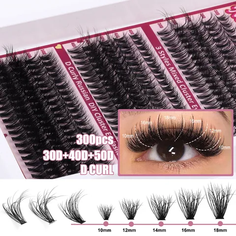 DIY Segmentierte Cluster Wimpernverlängerung D-Locke Russischer Stil Volumen Wimpern Mit Kleber Entferner Pinzette Für Damen Makeup