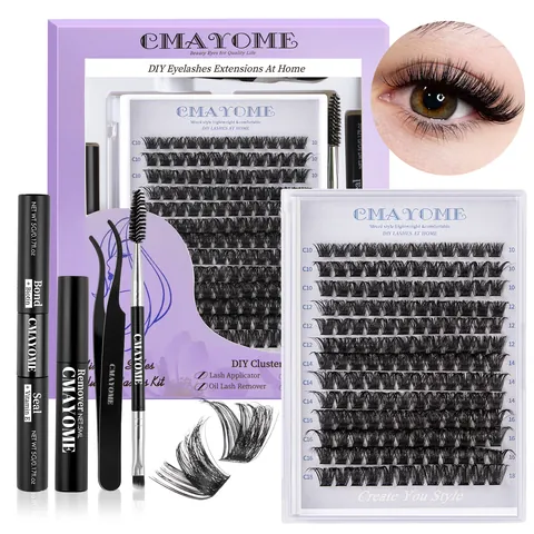 Professional DIY Cluster Eyelash Extension Kit With Bond And Seal Lash Remover Tweezers Brush Mixed Lengths False Lashes