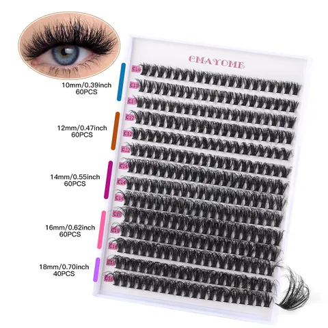 DIY Eyelash Extension Kit Mixed Length D Curl Thick Cluster Fake Lashes Bond Seal Remover Tweezers Brush Set For Women Makeup