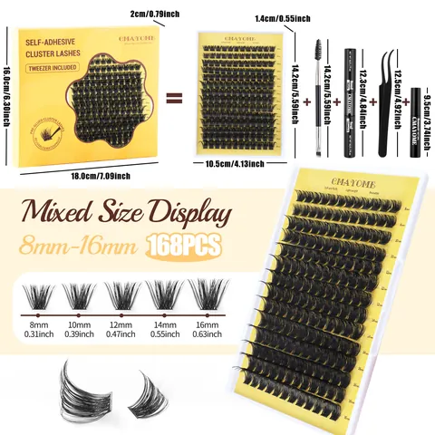 CMAYOME DIY Individual Cluster Eyelashes Set Waterproof D Curl Wispy Fake Lashes With Bond And Seal Remover Tweezer For Women