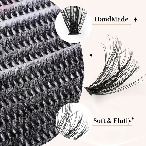 DIY Cluster Eyelashes Extension Kit Natural Thick Lash Clusters Bond Seal Glue Remover Tweezers Black Synthetic Fiber