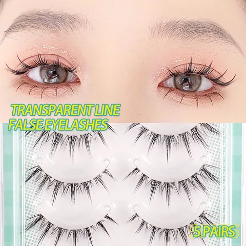 Manga Augen Falsche Wimpern Natürliche Lange Cluster Wimpern Transparentes Band Handgefertigte Fasern Wimpern Für Damen Cosplay