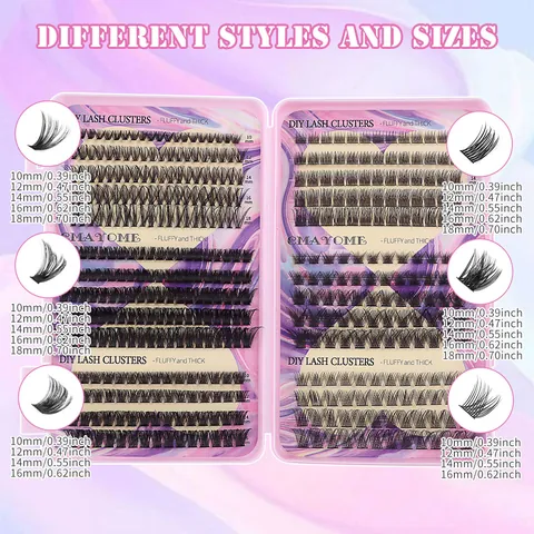 DIY Lash Clusters Extension Kit Fluffy Thick Segmented False Eyelashes Mixed Individual Lashes With Glue Remover Tweezers Brush