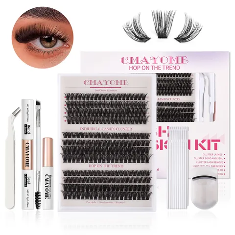Professionelles Einzelne Wimpern Cluster Verlängerung Set Mehrere Längen D Schwung DIY Wimpernverlängerung Kit Mit Kleber Und Entferner