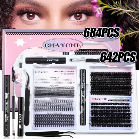 Extensión de Pestañas Postizas DIY Bond Seal Remover Lash Cluster Volume 7D Spike Fans Impermeable Reutilizable Mujer Herramientas Belleza