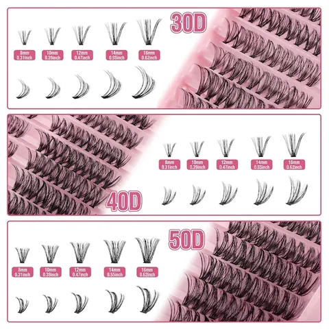 Extensión de Pestañas Individuales DIY Pestañas Segmentadas Rizadas Esponjosas de Fibra Sintética para Maquillaje Profesional Mujer