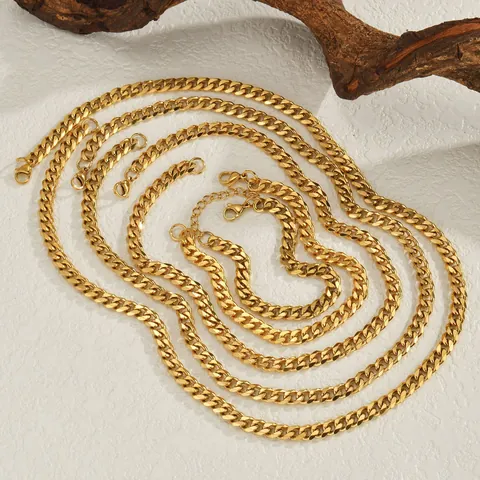 Stainless Steel Cuban Link Chain Necklace For Men Women Hip Hop Minimalist Gold Silver Black Plated Neck Chain Unisex Jewelry Gift