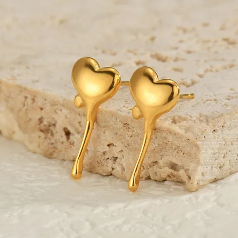 Lava Herz Ohrstecker Edelstahl 18K Vergoldet Asymmetrische Tropfende Liebe Herz Ohrringe Für Damen Mode Schmuck Geschenk