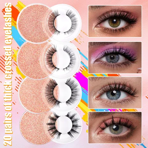3D Synthetic Fiber False Eyelashes Thick Crossed Natural Look Reusable Handmade Eyelashes For Women Makeup Beauty Accessories