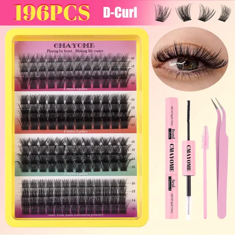 DIY Cluster Lashes Extension Kit D Curl Individual Lashes With Bond And Seal Applicator Tweezers And Spoolie Brush Eyelash Kit