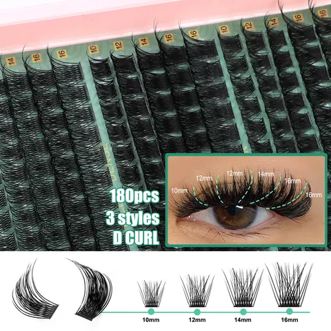 DIY Cluster Eyelash Extension Kit With Bond And Seal Glue Tweezers Brush Natural Thick D Curl Individual Eyelashes For Women Professional Eye Makeup Tools
