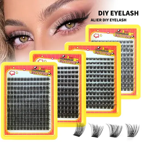 DIY Cluster Segmented Lash Extension Set D Curl Natürliche Dicke Wimpern Mit Kleber Pinzette Bürste Für Damen Make-up