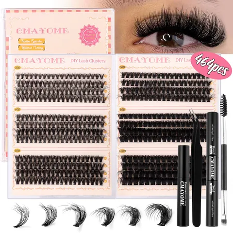DIY Cluster Eyelash Extensions Kit Dense Segmented Individual Lashes D Curl Artificial Fiber False Eyelashes Beauty Tools