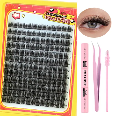 DIY Cluster Segmented Lash Extension Set D Curl Natürliche Dicke Wimpern Mit Kleber Pinzette Bürste Für Damen Make-up