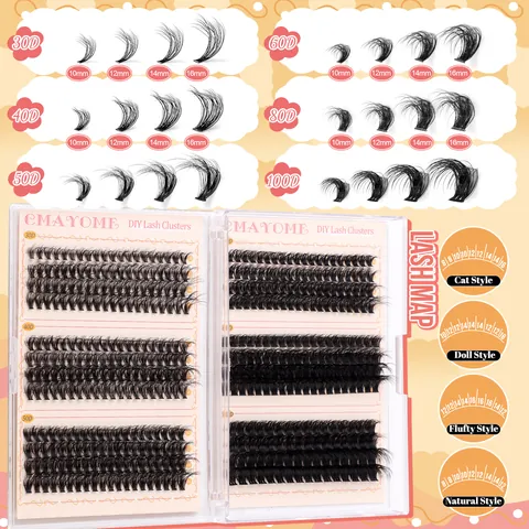 DIY Cluster Eyelash Extensions Kit Dense Segmented Individual Lashes D Curl Artificial Fiber False Eyelashes Beauty Tools