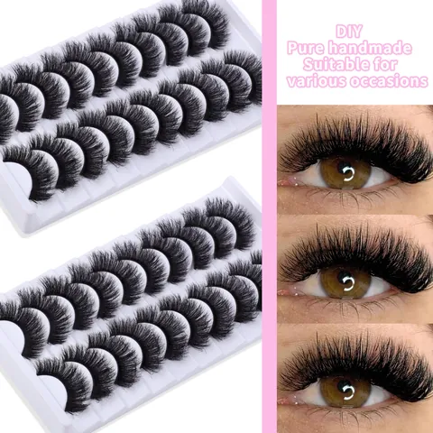 3D Flauschige Dichte Falsche Wimpern D Curl Kunstfaser Handgefertigt Dramatische Wimpern Für Party Damen Augen Makeup