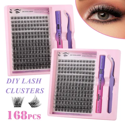 DIY Individual Cluster Eyelash Extension Kit Natural Wispy Lash Extensions With Dual Ended Bond And Seal And Tweezers For Women