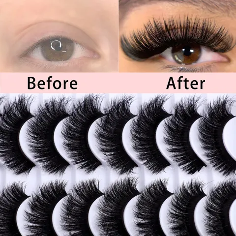 3D Fluffy Dense False Eyelashes D Curl Synthetic Fiber Handmade Dramatic Eyelashes For Party Prom Women Eye Makeup