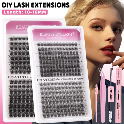DIY Eyelash Extension Kit Cluster Lashes With Lash Bond And Seal Tweezers Brush Natural Wispy Individual Lashes For Women