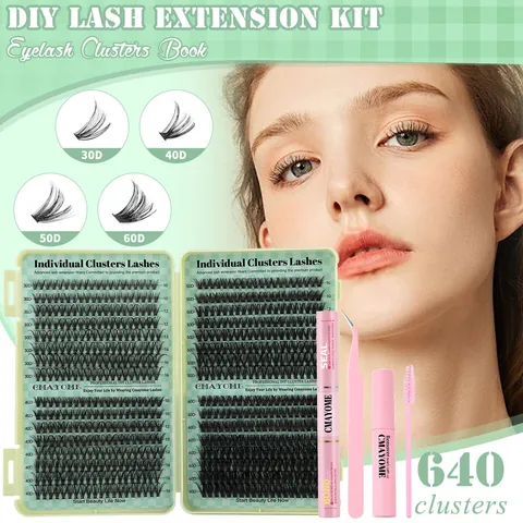 DIY Individuele Cluster Wimperverlenging Kit D Curl Gemengde Lengtes Met Lijm Seal Remover Pincet Borstel Professionele Wimper Kit
