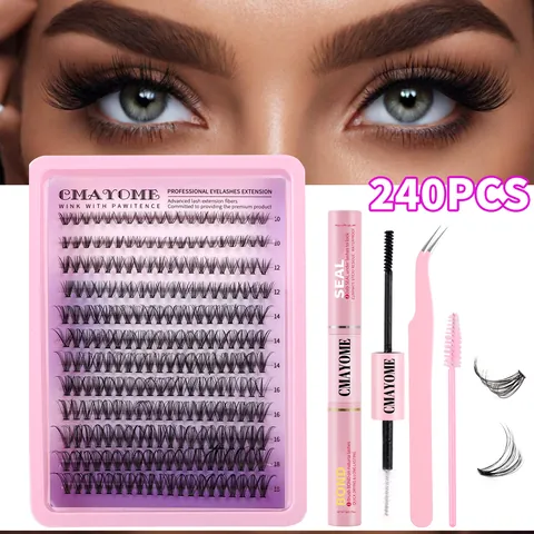 CMAYOME DIY Eyelash Clusters Set D Curl Natural Dense Segmented False Eyelashes Individual Lashes For Eye Extension Professional Tools