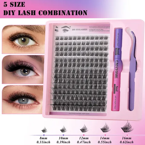 DIY Individual Cluster Eyelash Extension Kit Natural Wispy Lash Extensions With Dual Ended Bond And Seal And Tweezers For Women