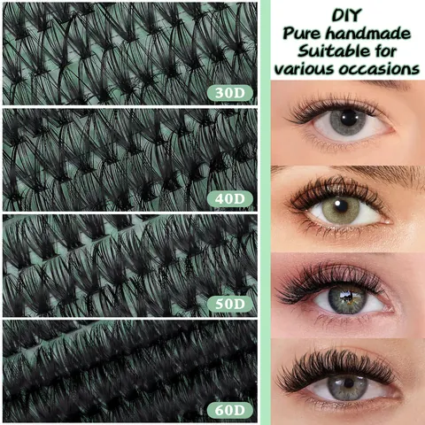 Professionelles DIY Cluster Wimpern Set Gemischte Dichte Natürlich Voluminöse Synthetikfaser Falsche Wimpern Mit Kleber Versiegelung Und Entferner