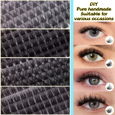 DIY Kit Estensione Ciglia A Grappolo Ciglia Finte Individuali Segmentate Con Adesivo Pinzette Spazzola Set Naturale Folto Ricciolo C Ciglia Riutilizzabili Strumento Trucco