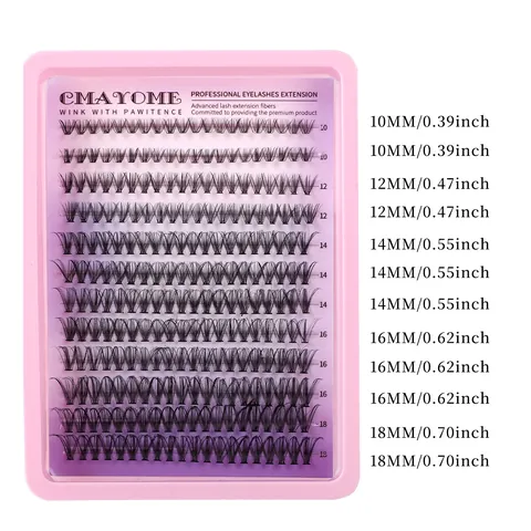 CMAYOME DIY Eyelash Clusters Set D Curl Natural Dense Segmented False Eyelashes Individual Lashes For Eye Extension Professional Tools