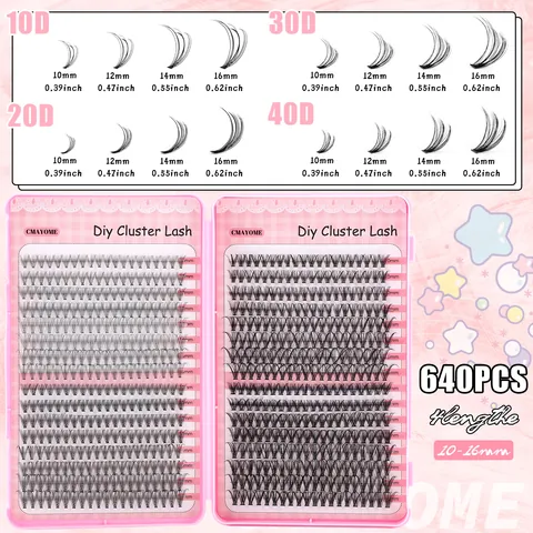 Set Extension Ciglia Finte DIY a Grappolo Ciglia Individuali Segmentate Curva D Voluminose Fibre Sintetiche Donna