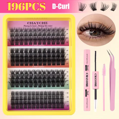 DIY Cluster Lashes Extension Kit D Curl Individual Lashes With Bond And Seal Applicator Tweezers And Spoolie Brush Eyelash Kit