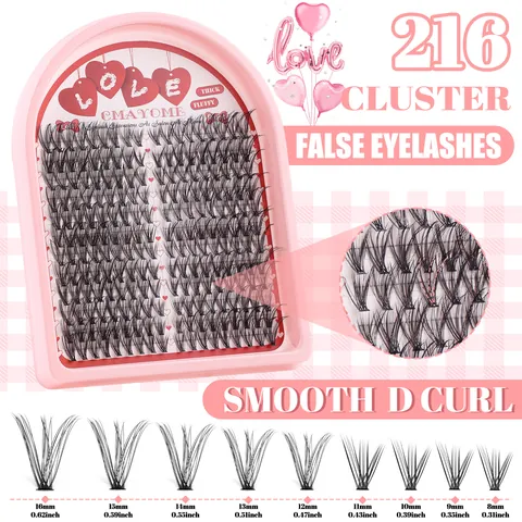Kit Extension Ciglia a Grappolo DIY Curvatura D Folte Soffici Ciglia Individuali Miste Con Bond Seal Pinzetta Pennello Ciglia