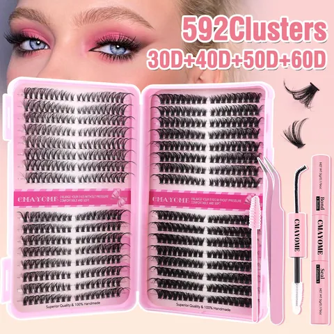 DIY Individual Cluster Eyelashes Tweezers Brush Bond Seal Lash Extension Tool Kit For Women Makeup