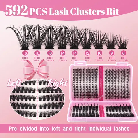 DIY Individual Cluster Eyelashes Tweezers Brush Bond Seal Lash Extension Tool Kit For Women Makeup