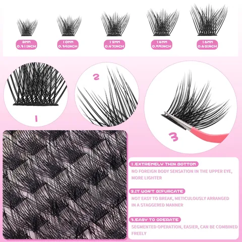 DIY Cluster Eyelash C Curl Longitud Mixta Pestañas Postizas Con Lash Bond Seal Removedor Pinzas Herramientas de Maquillaje Colección