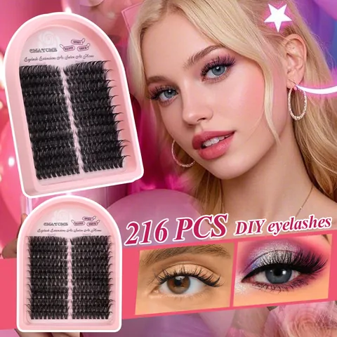 Kit Extension Cils en Grappes Naturels Épais Moelleux Pointus Avec Bond Et Seal Pince Pinceau Pour Femmes Salon Maison