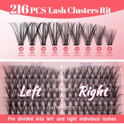 CMAYOME DIY Eyelash Extension Kit Natural Spiky Fluffy Thick Dense Segmented Individual Lash Clusters With Bond Seal Tool Set