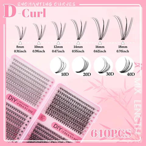 DIY Eyelash Clusters Kit D Curl Natural Long Individual False Eyelashes Extension Wispy Lashes With Glue Bond And Seal Tweezers Lash Brush For Women Makeup